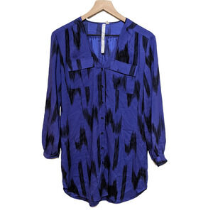 Reformed Urban Outfitters Tunic Womens S Purple Abstract Long Sleeve Button Up